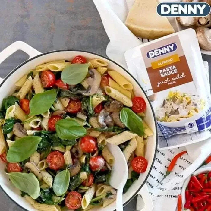 Denny Alfredo Pasta Sauce 400g bottle with creamy Parmesan garlic flavor for pasta