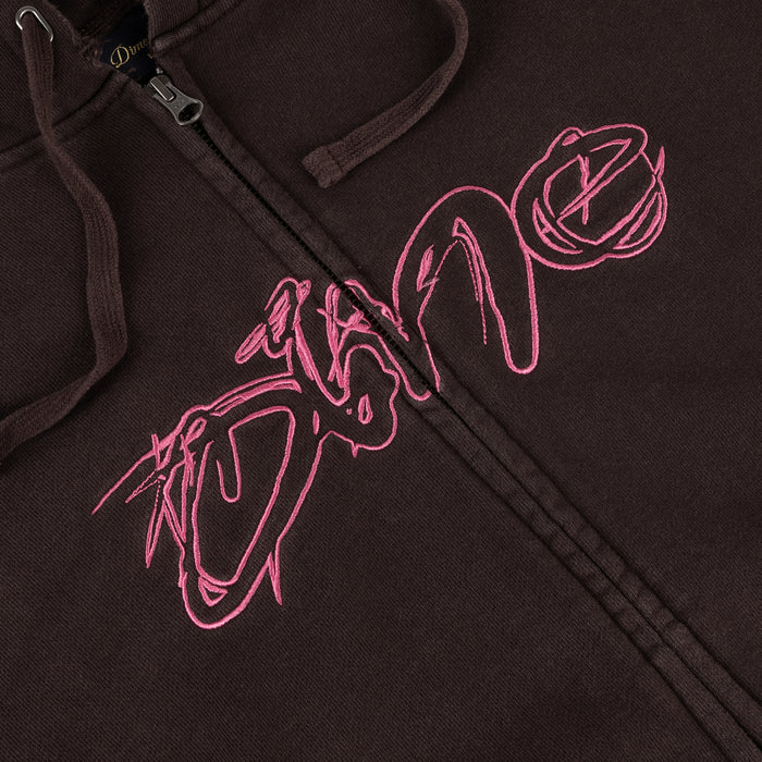 Distressed Terry Zip Hoodie