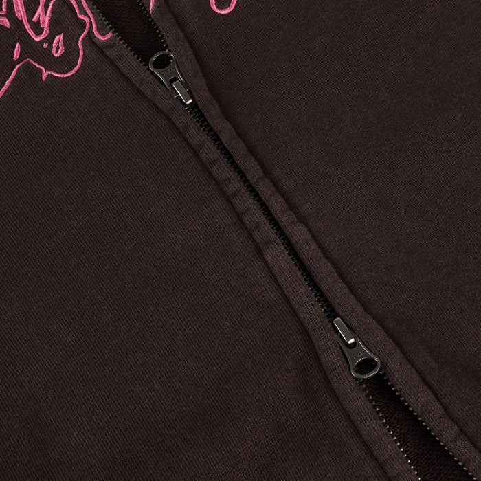 Distressed Terry Zip Hoodie