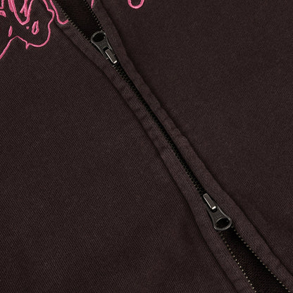 Distressed Terry Zip Hoodie