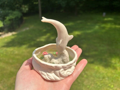 Dolphin White Fountain / Pond with Lilies & Resin Water Garden Outdoor