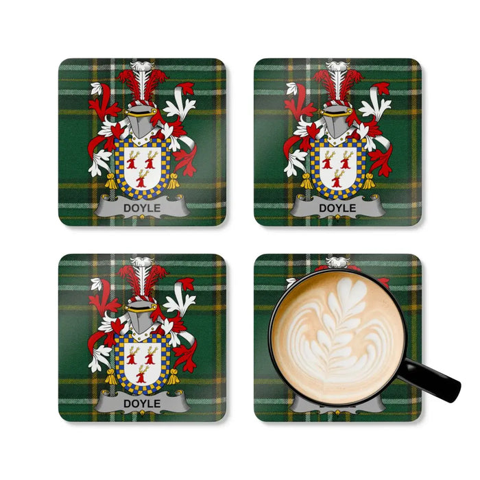 Doyle Family Crest Green Coasters Drinkware