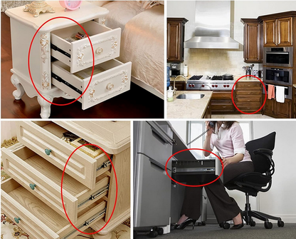 Drawer Rail Slide Rail Slideway Mute Three-Section Rail 25/30CM