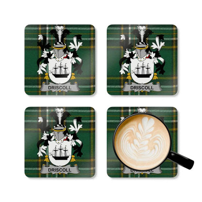 Driscoll Family Crest and Plaid Design Coaster