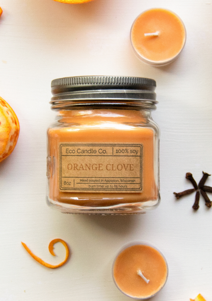 Eco Candle Company - 8oz mason ORANGE CLOVE
