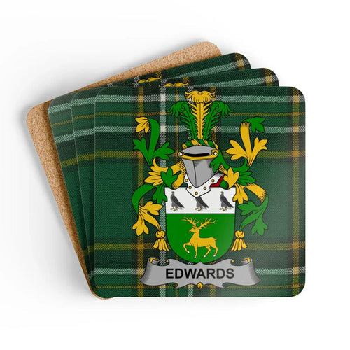 Edwards Family Crest Plaid Design Coaster