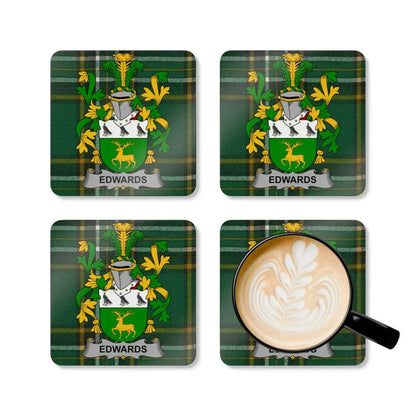 Green Family Crest Coasters Set of Four