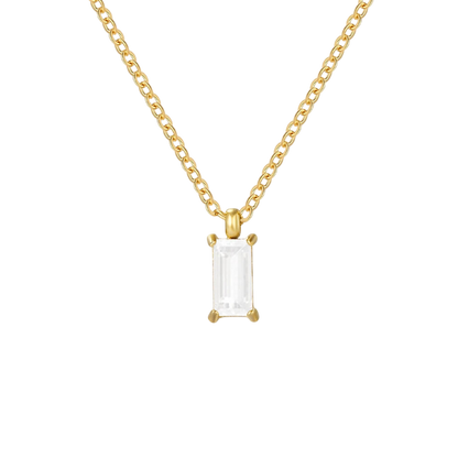 Elegant Rectangular Zirconia Pendant Necklace – Gold & Silver 🇬🇧