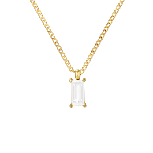 Elegant Rectangular Zirconia Pendant Necklace – Gold & Silver 🇬🇧