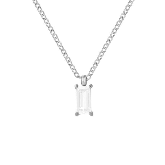 Elegant Rectangular Zirconia Pendant Necklace – Gold & Silver 🇬🇧