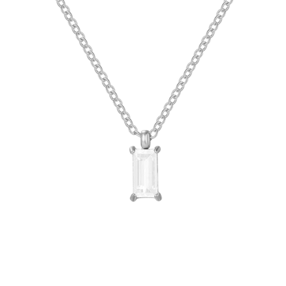 Elegant Rectangular Zirconia Pendant Necklace – Gold & Silver 🇬🇧