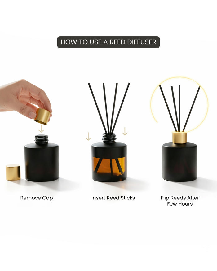 Elite Jasmine Reed Diffuser Set with natural reeds and glass bottle