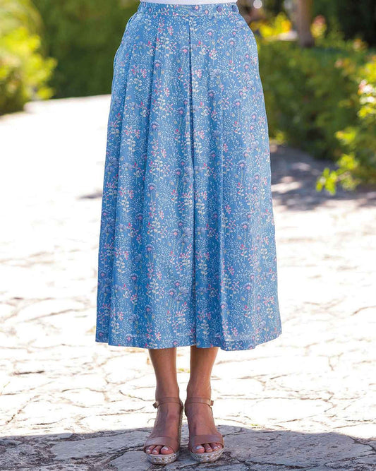 Emilia Pure Cotton Lined Soft Pleated Skirt - Country Collection