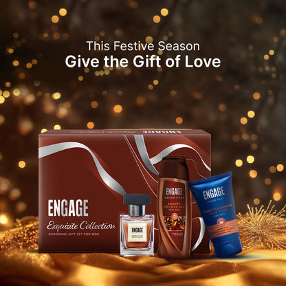 Engage Gift - Exquisite Collection Luxury Grooming Set for Men, Amber Hues Eau De Parfum (50ml), Amber Hues Shower Gel (100ml), Amber Hues Face Wash (100ml), Combo Set of 3, Gift For Men, Anniversary Gift, Birthday Gift_2