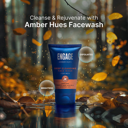 Engage Gift - Exquisite Collection Luxury Grooming Set for Men, Amber Hues Eau De Parfum (50ml), Amber Hues Shower Gel (100ml), Amber Hues Face Wash (100ml), Combo Set of 3, Gift For Men, Anniversary Gift, Birthday Gift_4