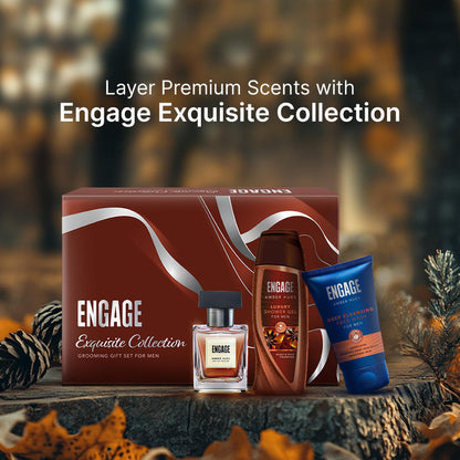 Engage Gift - Exquisite Collection Luxury Grooming Set for Men, Amber Hues Eau De Parfum (50ml), Amber Hues Shower Gel (100ml), Amber Hues Face Wash (100ml), Combo Set of 3, Gift For Men, Anniversary Gift, Birthday Gift_6