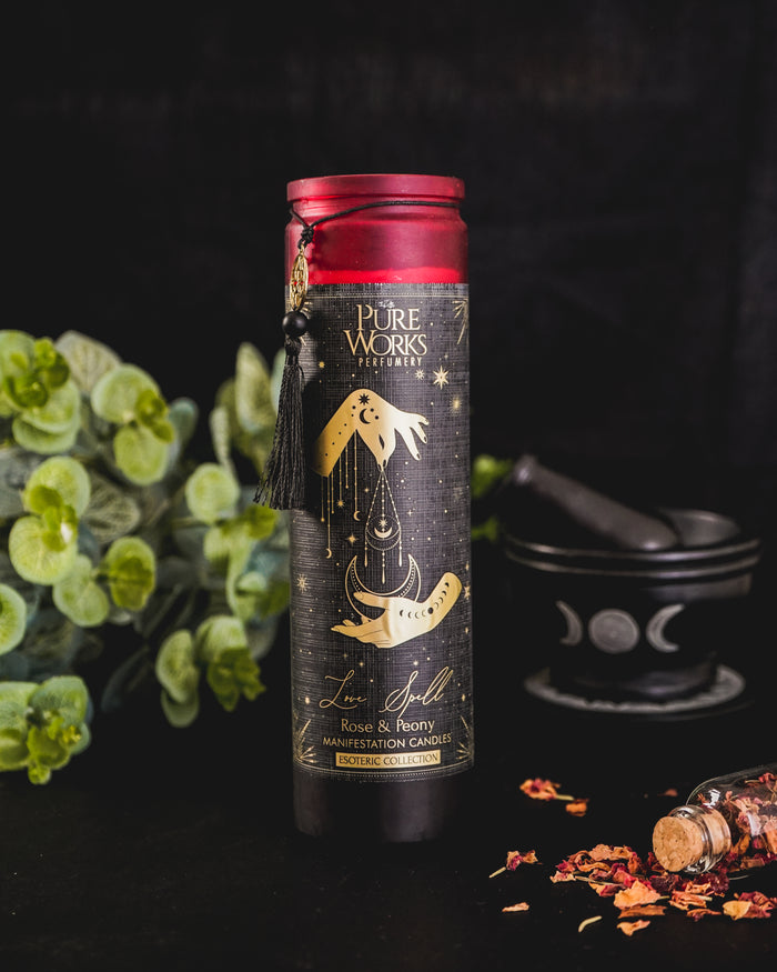 Esoteric- Love Spell Tall Candle - Rose & Peony