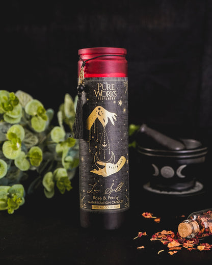 Esoteric- Love Spell Tall Candle - Rose & Peony