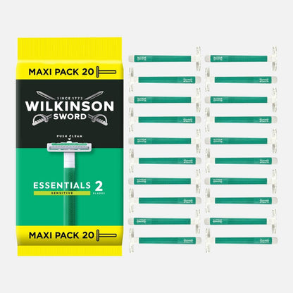 Essentials 2 Sensitive Disposable Razor 20 pack