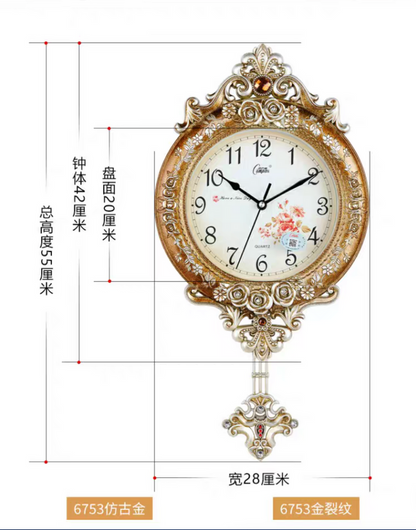 European Style Wall Clock Watch Living Room Mute Pendulum Clock