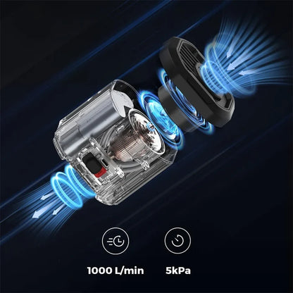 Ventilation system with blue airflow indicators on a dark background