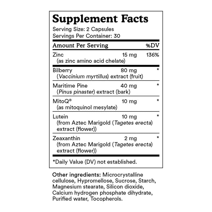 A black and white Supplement Facts label showing ingredients for a dietary supplement.