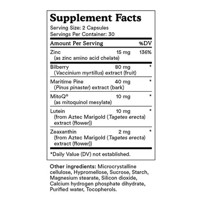 A black and white Supplement Facts label showing ingredients for a dietary supplement.