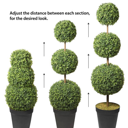 Faux Triple Boxwood Topiary