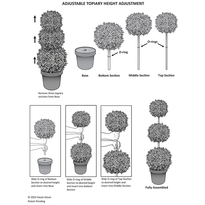 Faux Triple Boxwood Topiary