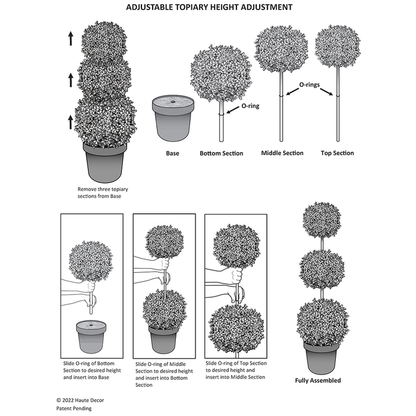 Faux Triple Boxwood Topiary
