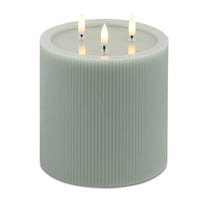 Fia Green Stripe 6x6" 3 Wick Candle for home decor from Magnolias Home Decor