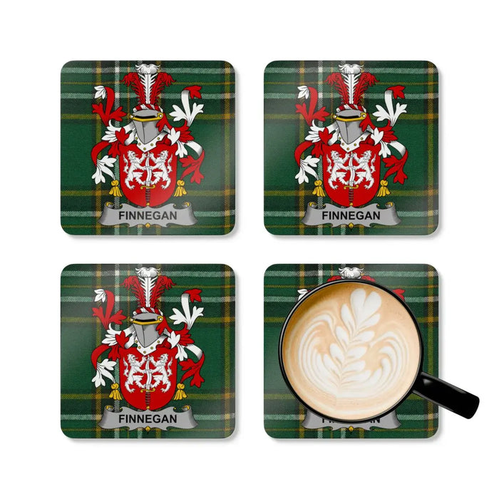 Family Crest Design Finnegan Set of Four Coaster