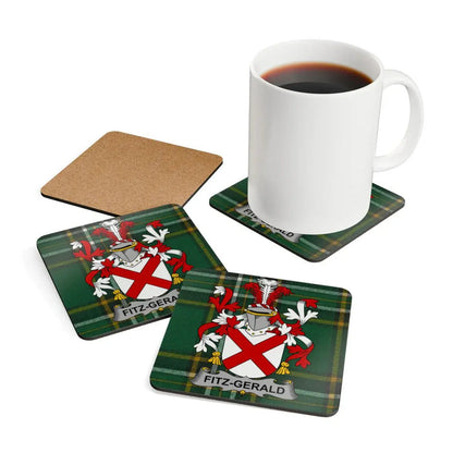 Fitz-Gerald Family Crest Green Plaid Coasters