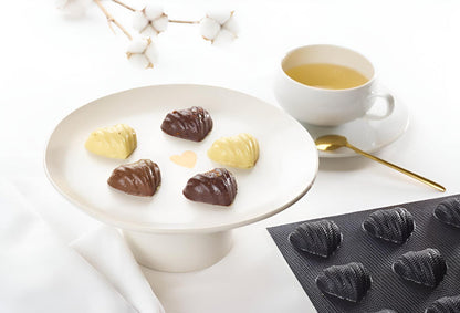 Flexipan - Fluted  Hearts Silicone Mold - 60 forms .49 oz on white background.