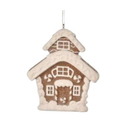 Flocked Gingerbread House Ornament