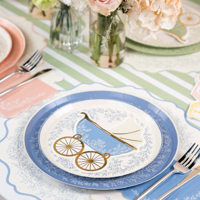 Floral Elegance Blue Dessert Plates