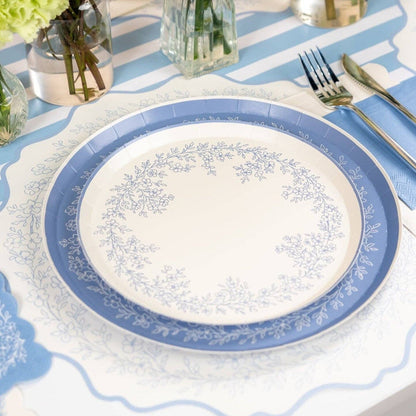 Floral Elegance Blue Dessert Plates