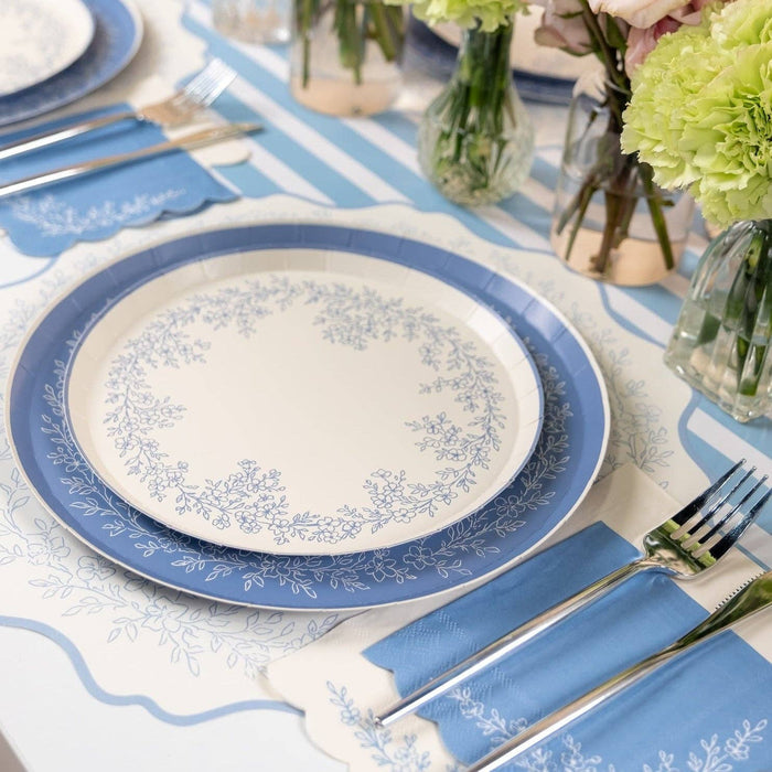 Floral Elegance Blue Dessert Plates