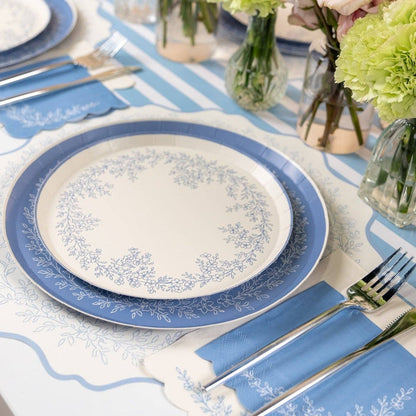 Floral Elegance Blue Dessert Plates