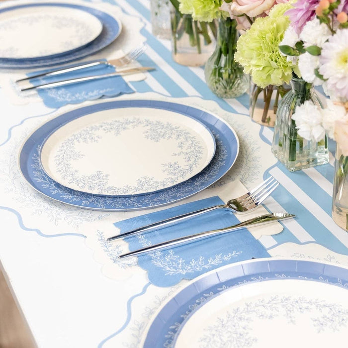 Floral Elegance Blue Dessert Plates