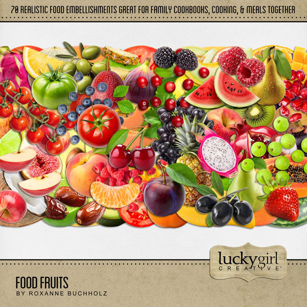 Accent all your favorite food, kitchen, restaurant, and cookbook pages with these realistic fruit embellishments by Lucky Girl Creative digital art for digital scrapbooking. Perfect for creating family cookbooks and recipe cards - the best holiday gifts ever! Great for the chef, cooking, and family dinners!