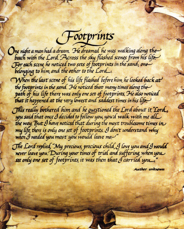 FOOTPRINTS - CATHOLIC PRINTS PICTURES