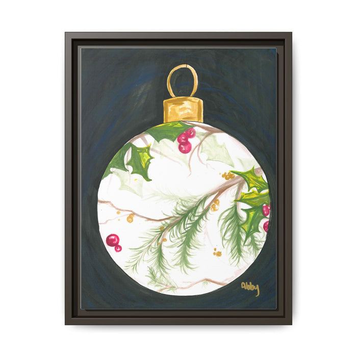 Framed Christmas Ornament Art Print — Holiday Holly & Pine Matte Canvas - By ABBY SANDI