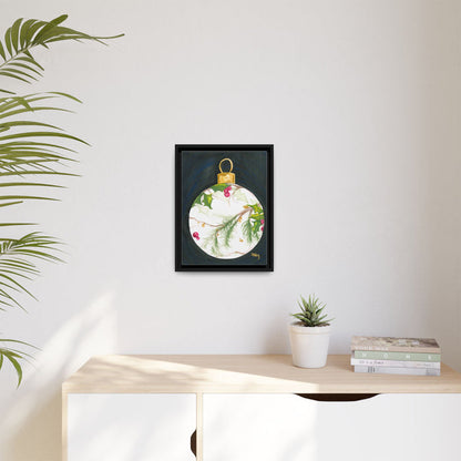 Framed Christmas Ornament Art Print — Holiday Holly & Pine Matte Canvas - By ABBY SANDI