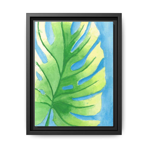 Framed Matte Canvas - Tropical Monstera Leaf Watercolor Wall Art - By Eli James