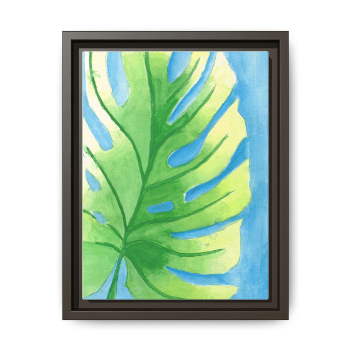 Framed Matte Canvas - Tropical Monstera Leaf Watercolor Wall Art - By Eli James