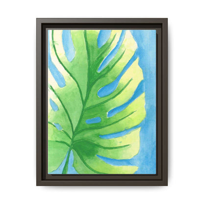 Framed Matte Canvas - Tropical Monstera Leaf Watercolor Wall Art - By Eli James