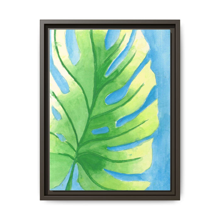 Framed Matte Canvas - Tropical Monstera Leaf Watercolor Wall Art - By Eli James