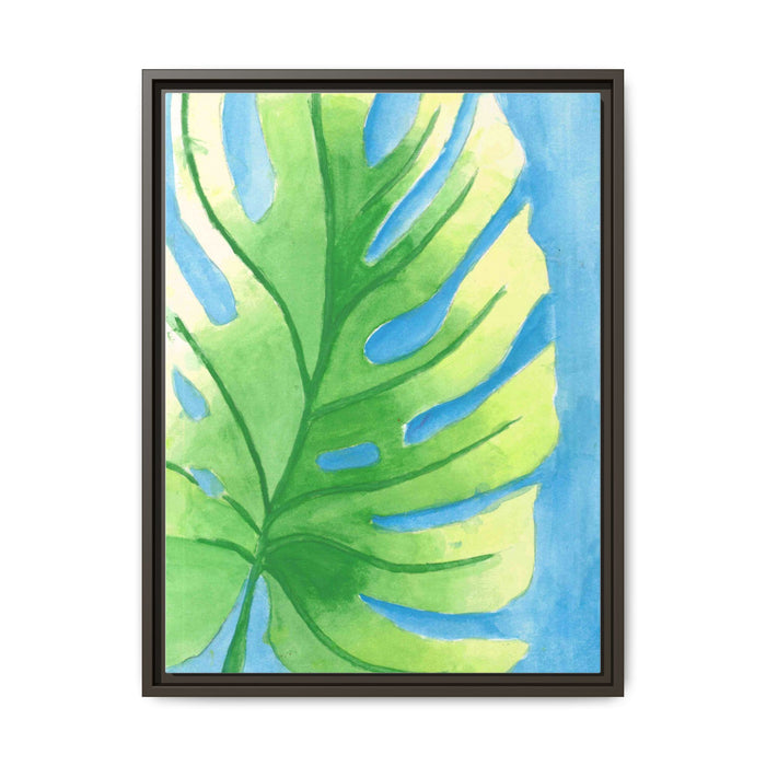 Framed Matte Canvas - Tropical Monstera Leaf Watercolor Wall Art - By Eli James