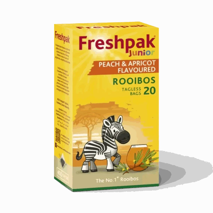Freshpak Junior Rooibos Tea Peach Apricot flavour 20 tagless bags caffeine-free herbal tea for children